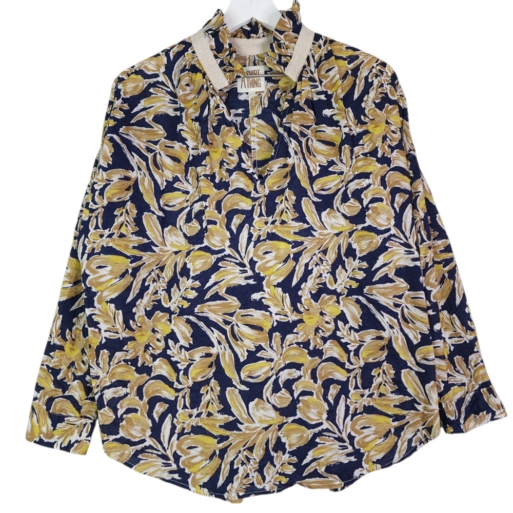 A Shirt Thing Penelope Tulip Long Sleeve Blouse In Ink